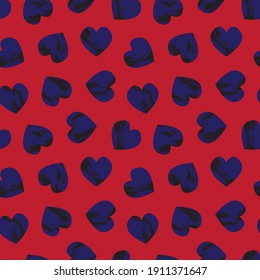 Red Heart shaped brush stroke seamless pattern background for fashion textiles, graphics