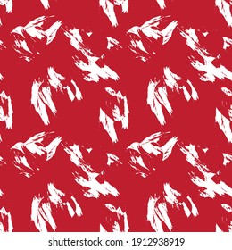 Red Heart shaped brush stroke seamless pattern background for fashion textiles, graphics
