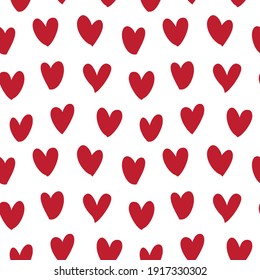 Rojo Corazón en forma de pincel trazo fondo de patrón transparente para textiles de moda, gráficos