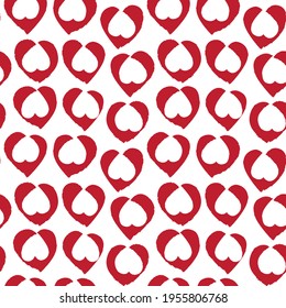 Red Heart shaped brush stroke seamless pattern background for fashion textiles, graphics
