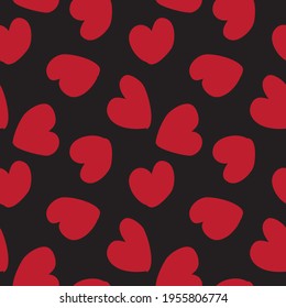 Red Heart shaped brush stroke seamless pattern background for fashion textiles, graphics
