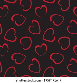 Red Heart shaped brush stroke seamless pattern background for fashion textiles, graphics