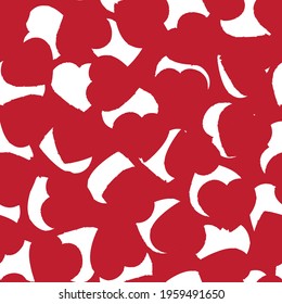 Red Heart shaped brush stroke seamless pattern background for fashion textiles, graphics