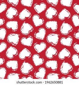 Red Heart shaped brush stroke seamless pattern background for fashion textiles, graphics