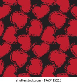 Red Heart shaped brush stroke seamless pattern background for fashion textiles, graphics