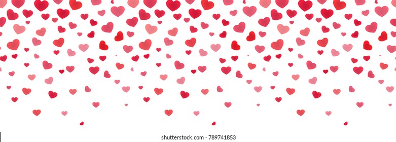 Red heart shaped confetti header banner element