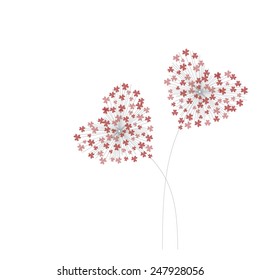 red heart shaped dandelion valentines day eps10