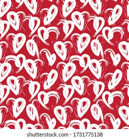 Red Heart shaped Valentine’s Day seamless pattern background for fashion textiles, graphics