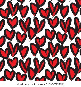 Red Heart shaped Valentine’s Day seamless pattern background for fashion textiles, graphics