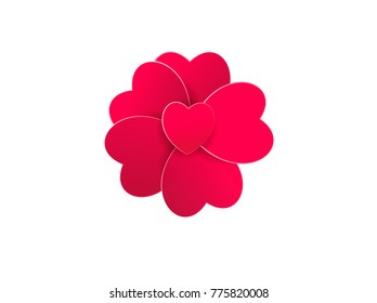 Red heart shaped flower vector for valentine day
