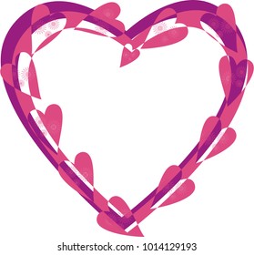 Red heart shaped frame of hearts and leaves