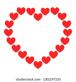 red heart shaped frame for valentine and design.