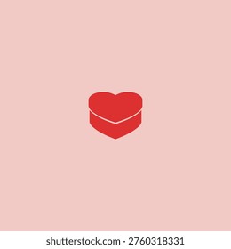 Red heart shaped gift box icon on soft pink background, valentine's day concept, heart shape.
Heart Box icon flat vector design.