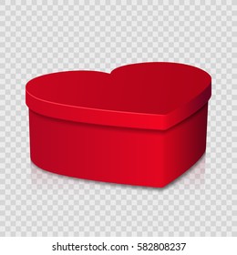 Red heart shaped gift box on simple background, vector illustration