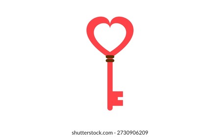 Ilustración vectorial clave en forma de corazón rojo para el concepto de amor de San Valentín.