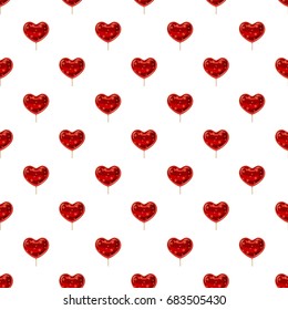 Red heart shaped lollipop pattern