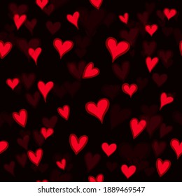 Red heart shaped pattern image on dark background. Miscellaneous patterns. Image of love in red and black. vector eps 10.