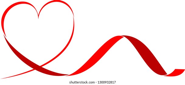 Red heart shaped ribbon