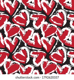 Red Heart shaped seamless pattern background for fashion textiles, graphics