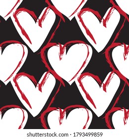 Red Heart shaped seamless pattern background for fashion textiles, graphics