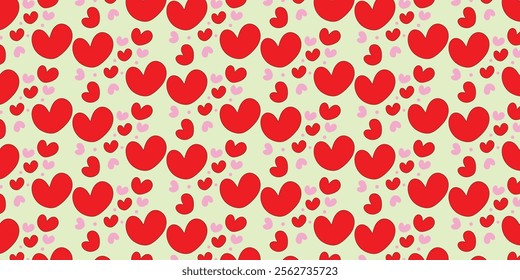 Red heart shaped seamless pattern illustration for celebrating romance, perfect for Valentine's Day, featuring a trendy and playful design for modern fashion lovers