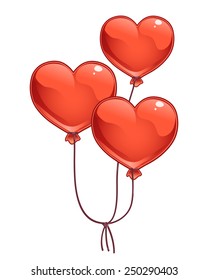 Red heart shaped valentine's balloons