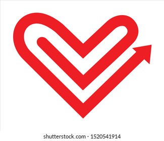 red heart shaped vector logo
