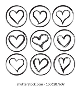 Red Heart Shapes on White Background. Flat Heart Silhouettes Vector. icons. Love symbols. Vector illustration Design Elements Set.