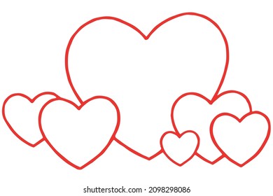Red Heart Shapes on White Background. Love symbols. Flat Heart Silhouettes Vector. icons. Vector illustration