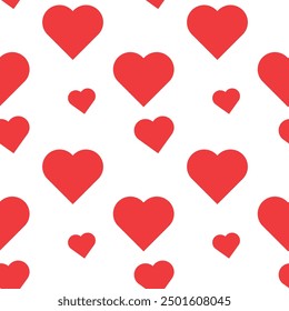 Patrón de Formas de corazón rojo sobre fondo transparente, ideal para tarjetas de felicitación y diseños de tela.