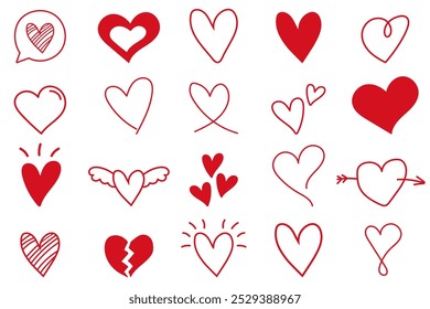 Red Heart Shapes - vector decorative elements.