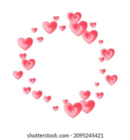 Red heart shapes vector illustration. Love and friendship vector symbols. Stylish wedding invitation card background. Romantic hearts isolated beautiful holiday decoration.