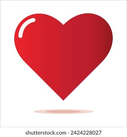 Red heart with shine isolated on white background, trendy vector illustration icon flat design. I love you symbol. Happy Valentine's Day. Healt care concept sign vector. Love and romance sign. 