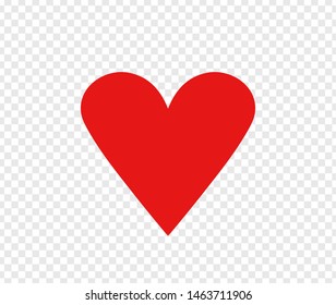 Red heart sign isolated on transparent background. Valentines day icon. Hand drawn heart shape. World heart day concept. Love icon. Vector illustration