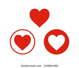 Red Heart Sign Symbol Icon Logo Vector Set