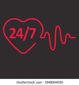 Red heart sign. Vector art illustration.