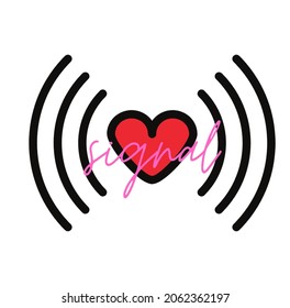 Red heart signal illustration vector for cards, mock up mug, t shirt design