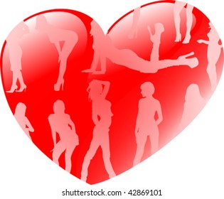 red heart with silhouettes