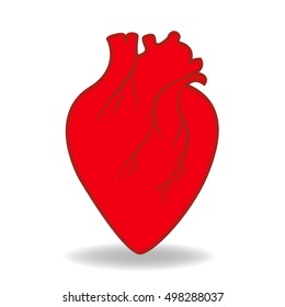 Red Heart. Single flat icon on white background. Vector illustration.