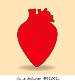 Red Heart. Single flat icon on with background. Vector illustration.