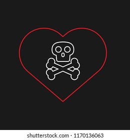 red heart with a skull. vector illustration