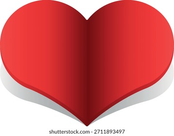Rotes Herz mit weicher Schattierung ohne Hintergrund.