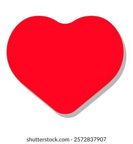 Red heart with soft shadow isolated on a white background. Minimalistic Valentine's Day illustration. Love concept
