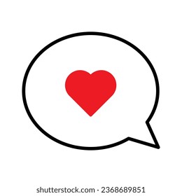 Red heart in speech bubble. Design can use for web and mobile app. Vector illustration
