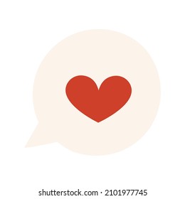 Corazón rojo en la burbuja de voz icono vector ilustración de amor