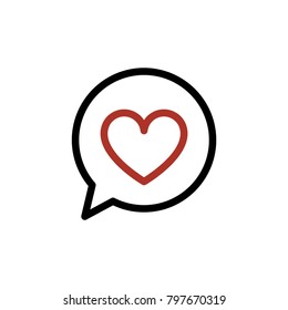 Red Heart In A Speech Bubble Icon On White Background