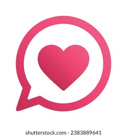 A red heart in the speech bubble. Like sign.