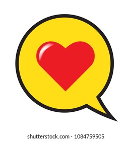 Red heart in a speech bubble, love symbol, icon, vector illustration.