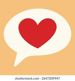 Red heart in speech bubble, symbolizing empathy, emotional support, and love in mental health communication. Perfect for therapy resources and self-care visuals.