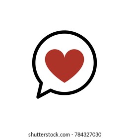 Red heart in a speech bubble. Valentine heart symbol vector